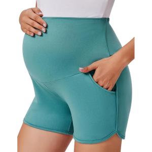 imageEkouaer Womens Maternity Shorts Over The Belly Pregnancy Lounge Summer Workout Running Pajama Sleep Short with Pockets SXXLGreen