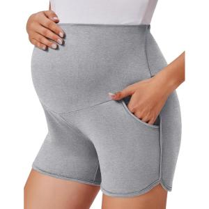 imageEkouaer Womens Maternity Shorts Over The Belly Pregnancy Lounge Summer Workout Running Pajama Sleep Short with Pockets SXXLLighy Grey