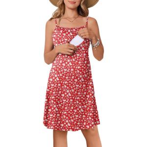 imageEkouaer Womens Sleeveless Nursing Dress Summer Breastfeeding Dresses Adjustable Strap Maternity ClothesRed Daisy
