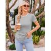 imageEkouaer Womens Maternity Shirts Short Sleeve 3 Packs Crew Neck Pregnancy Tee Tops Tunic Blouse Soft Mama Clothes SXXL3pcs Burgundy Red  Light Green  Grey Stripe