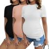 imageEkouaer Womens Maternity Shirts Short Sleeve 3 Packs Crew Neck Pregnancy Tee Tops Tunic Blouse Soft Mama Clothes SXXL3pcs Black  Dirty Pink  White