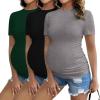 imageEkouaer Womens Maternity Shirts Short Sleeve 3 Packs Crew Neck Pregnancy Tee Tops Tunic Blouse Soft Mama Clothes SXXL3pcs Black  Green  Grey