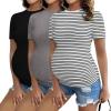 3pcs Black / Grey / White Stripe