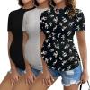 imageEkouaer Womens Maternity Shirts Short Sleeve 3 Packs Crew Neck Pregnancy Tee Tops Tunic Blouse Soft Mama Clothes SXXL3pcs Black  Light Grey  Floral