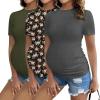 3pcs Floral / Dark Grey / Army Green