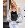 imageEkouaer Satin Cowl Neck Tank Top Women Camisole Silky Loose Sleeveless Basic Blouse Ladies Satin Tank ShirtBlack