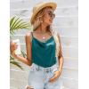 imageEkouaer Satin Cowl Neck Tank Top Women Camisole Silky Loose Sleeveless Basic Blouse Ladies Satin Tank ShirtBlue Green
