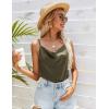 imageEkouaer Satin Cowl Neck Tank Top Women Camisole Silky Loose Sleeveless Basic Blouse Ladies Satin Tank ShirtDark Green