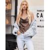 imageEkouaer Satin Cowl Neck Tank Top Women Camisole Silky Loose Sleeveless Basic Blouse Ladies Satin Tank ShirtKhaki