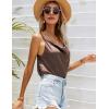 imageEkouaer Satin Cowl Neck Tank Top Women Camisole Silky Loose Sleeveless Basic Blouse Ladies Satin Tank ShirtKhaki