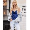 imageEkouaer Satin Cowl Neck Tank Top Women Camisole Silky Loose Sleeveless Basic Blouse Ladies Satin Tank ShirtNavy Blue