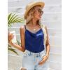 imageEkouaer Satin Cowl Neck Tank Top Women Camisole Silky Loose Sleeveless Basic Blouse Ladies Satin Tank ShirtNavy Blue
