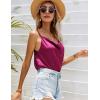 imageEkouaer Satin Cowl Neck Tank Top Women Camisole Silky Loose Sleeveless Basic Blouse Ladies Satin Tank ShirtRose Red