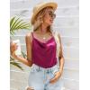 imageEkouaer Satin Cowl Neck Tank Top Women Camisole Silky Loose Sleeveless Basic Blouse Ladies Satin Tank ShirtRose Red