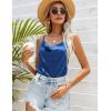 imageEkouaer Satin Cowl Neck Tank Top Women Camisole Silky Loose Sleeveless Basic Blouse Ladies Satin Tank ShirtSnorkel Blue