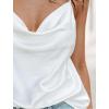 imageEkouaer Satin Cowl Neck Tank Top Women Camisole Silky Loose Sleeveless Basic Blouse Ladies Satin Tank ShirtWhite