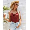 imageEkouaer Satin Cowl Neck Tank Top Women Camisole Silky Loose Sleeveless Basic Blouse Ladies Satin Tank ShirtWine Red