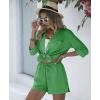 imageEkouaer Summer Outfits for Women 2 Piece Sets Lounge Sets V Neck Button Down Shirt and Shorts Loungewear with PocketsAgreen