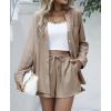 imageEkouaer Summer Outfits for Women 2 Piece Sets Lounge Sets V Neck Button Down Shirt and Shorts Loungewear with PocketsBeige