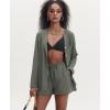 imageEkouaer Summer Outfits for Women 2 Piece Sets Lounge Sets V Neck Button Down Shirt and Shorts Loungewear with PocketsDark Army Green