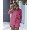 imageEkouaer Summer Outfits for Women 2 Piece Sets Lounge Sets V Neck Button Down Shirt and Shorts Loungewear with PocketsHot Pink