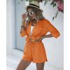 imageEkouaer Summer Outfits for Women 2 Piece Sets Lounge Sets V Neck Button Down Shirt and Shorts Loungewear with PocketsOrange