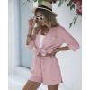 imageEkouaer Summer Outfits for Women 2 Piece Sets Lounge Sets V Neck Button Down Shirt and Shorts Loungewear with PocketsPink
