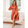 imageEkouaer Womens Satin Robe Silk Kimono Bathrobe for Bride Long Bridesmaids Wedding Party Loungewear Sleepwear SXXLCaramel