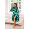 imageEkouaer Womens Satin Robe Silk Kimono Bathrobe for Bride Long Bridesmaids Wedding Party Loungewear Sleepwear SXXLDark Green