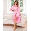 imageEkouaer Womens Satin Robe Silk Kimono Bathrobe for Bride Long Bridesmaids Wedding Party Loungewear Sleepwear SXXLPeach