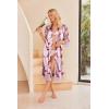 imageEkouaer Womens Satin Robe Silk Kimono Bathrobe for Bride Long Bridesmaids Wedding Party Loungewear Sleepwear SXXLPink Flower