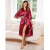 imageEkouaer Womens Satin Robe Silk Kimono Bathrobe for Bride Long Bridesmaids Wedding Party Loungewear Sleepwear SXXLWine Red