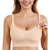 imageEkouaer Nursing Bras for Breastfeeding Ribbed Seamless Ultra Comfort Maternity Bralette Wireless Pregnancy Sleep BraBeige