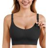 imageEkouaer Nursing Bras for Breastfeeding Ribbed Seamless Ultra Comfort Maternity Bralette Wireless Pregnancy Sleep BraBlack