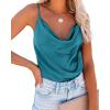 imageEkouaer Satin Cowl Neck Tank Top Women Camisole Silky Loose Sleeveless Basic Blouse Ladies Satin Tank ShirtBlue Green
