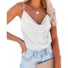 imageEkouaer Satin Cowl Neck Tank Top Women Camisole Silky Loose Sleeveless Basic Blouse Ladies Satin Tank ShirtWhite