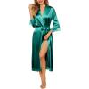 imageEkouaer Womens Satin Robe Silk Kimono Bathrobe for Bride Long Bridesmaids Wedding Party Loungewear Sleepwear SXXLDark Green