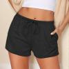 imageEkouaer Women Pajama Shorts Comfy Lounge Bottom with Pockets Stretch Strip Sleepwear Drawstring Pj Bottoms Sleep ShortsBlack