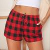 imageEkouaer Women Pajama Shorts Comfy Lounge Bottom with Pockets Stretch Strip Sleepwear Drawstring Pj Bottoms Sleep ShortsBlack Red Plaid