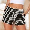 imageEkouaer Women Pajama Shorts Comfy Lounge Bottom with Pockets Stretch Strip Sleepwear Drawstring Pj Bottoms Sleep ShortsBlack Strip