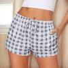 imageEkouaer Women Pajama Shorts Comfy Lounge Bottom with Pockets Stretch Strip Sleepwear Drawstring Pj Bottoms Sleep ShortsGrey Plaid