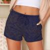 imageEkouaer Women Pajama Shorts Comfy Lounge Bottom with Pockets Stretch Strip Sleepwear Drawstring Pj Bottoms Sleep ShortsNavy Blue