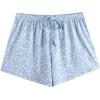 imageEkouaer Women Pajama Shorts Comfy Lounge Bottom with Pockets Stretch Strip Sleepwear Drawstring Pj Bottoms Sleep ShortsSky Blue Flower