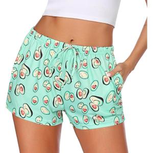imageEkouaer Women Pajama Shorts Comfy Lounge Bottom with Pockets Stretch Strip Sleepwear Drawstring Pj Bottoms Sleep ShortsGreen Avocado