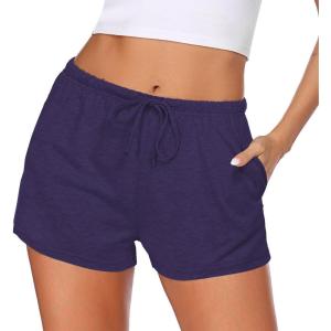 imageEkouaer Women Pajama Shorts Comfy Lounge Bottom with Pockets Stretch Strip Sleepwear Drawstring Pj Bottoms Sleep ShortsNavy Blue