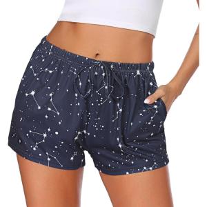 imageEkouaer Women Pajama Shorts Comfy Lounge Bottom with Pockets Stretch Strip Sleepwear Drawstring Pj Bottoms Sleep ShortsNavy Star