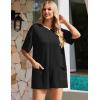 imageEkouaer Rompers for Women Casual Ribbed Short Sleeve TShirt Tee Romper Summer Outfits with Pockets 2025Black
