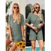 imageEkouaer Rompers for Women Casual Ribbed Short Sleeve TShirt Tee Romper Summer Outfits with Pockets 2025Green