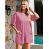 imageEkouaer Rompers for Women Casual Ribbed Short Sleeve TShirt Tee Romper Summer Outfits with Pockets 2025Hot Pink