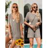 imageEkouaer Rompers for Women Casual Ribbed Short Sleeve TShirt Tee Romper Summer Outfits with Pockets 2025Khaki